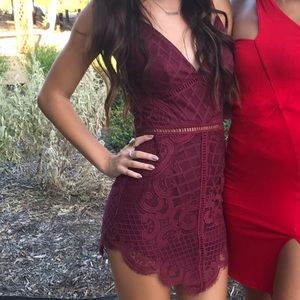 Gorgeous maroon lace spaghetti strap dress!